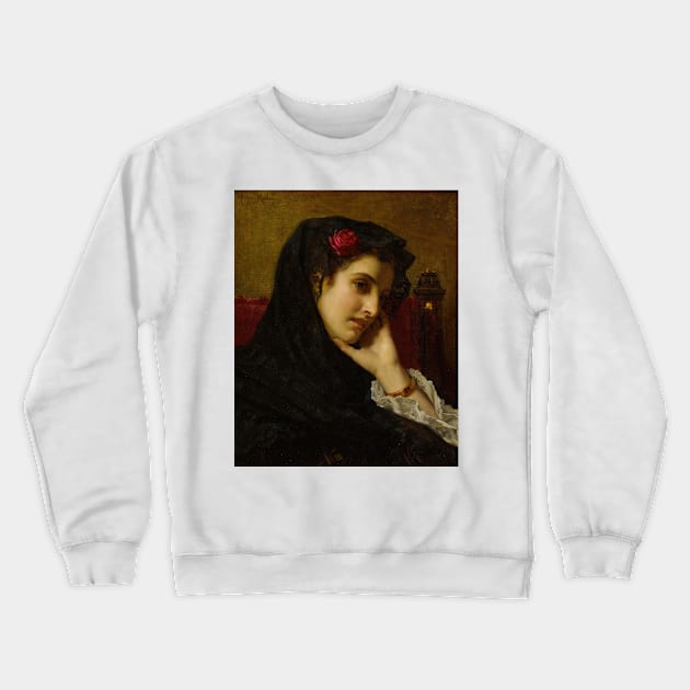 A Spanish Beauty by Hugues Merle Crewneck Sweatshirt by Classic Art Stall